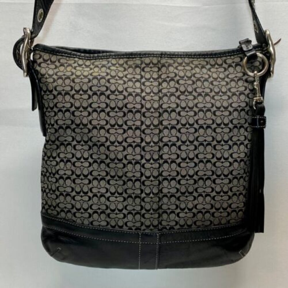 Coach Mini Signature Jacquard Leather Convertible Crossbody Shoulder Bag F10417 - Picture 2 of 14